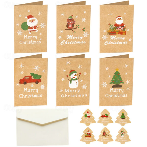 6pcs Greeting Cards Christmas Card Christmas Cards with Envelopes and Stickers Christmas Folding Cards Mini Christmas Cards Christmas Cards Set 2025 -