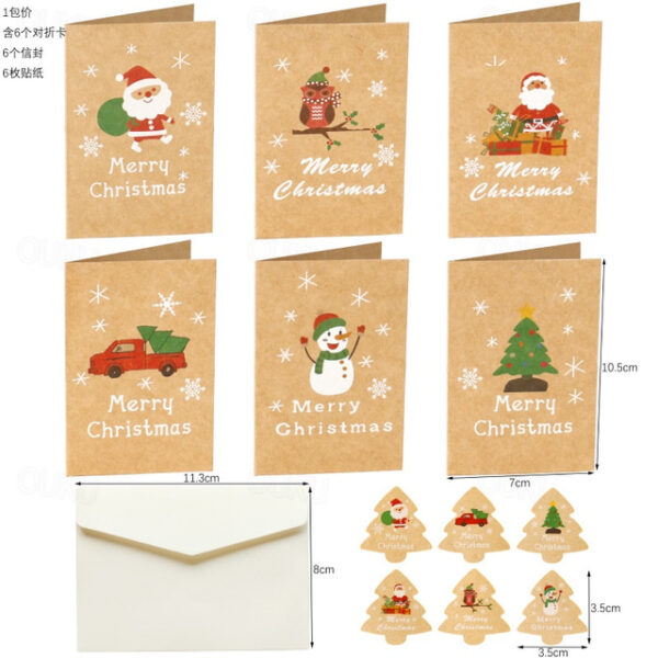 6pcs Greeting Cards Christmas Card Christmas Cards with Envelopes and Stickers Christmas Folding Cards Mini Christmas Cards Christmas Cards Set 2025 -