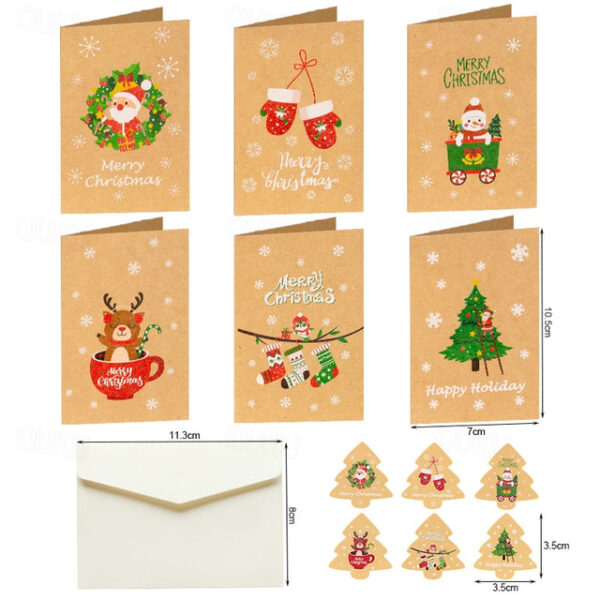 6pcs Greeting Cards Christmas Card Christmas Cards with Envelopes and Stickers Christmas Folding Cards Mini Christmas Cards Christmas Cards Set 2025 -