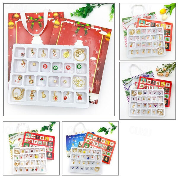 Christmas Advent Calendar Bracelets Set,Christmas Countdown Calendar DIY Charm Bracelet Making Kit,Christmas Advent Calendar,Christmas DIY Charms with