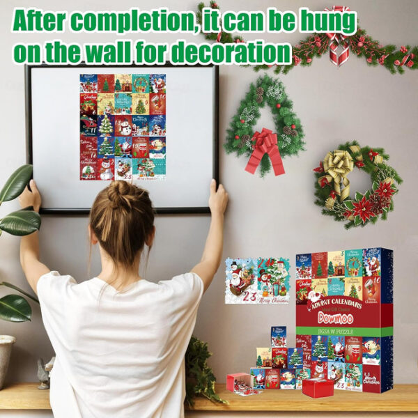 Christmas Advent Calendar Jigsaw Puzzle 1000pcs, Christmas Advent Calendar 2023 Christmas Countdown Holiday Puzzles for Adults Kids, 24 Parts 1000 Pie