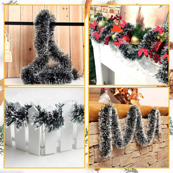 Christmas Shiny Garland with Light,Christmas Tinsel Garland Window Wall Decoration Christmas Tree Garland Hanging Decorations for Christmas Party Indo