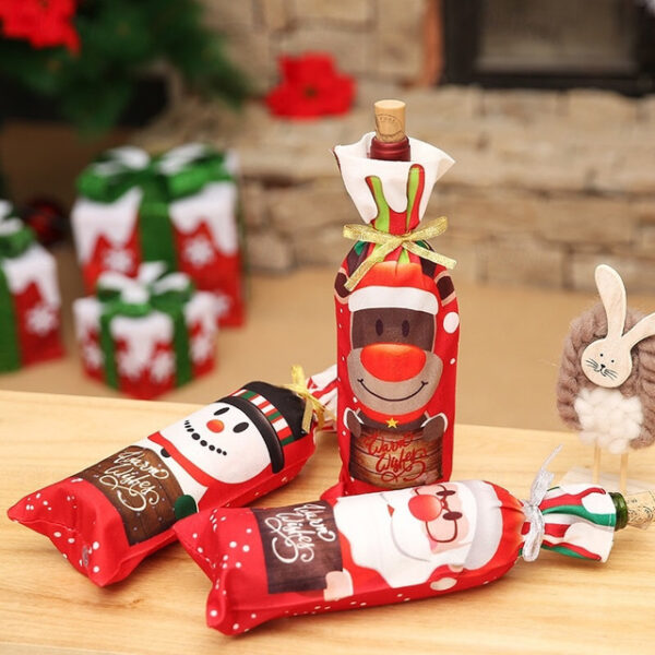 Christmas Wine Bottle Cover Drill Merry Xmas Drawstring Bag New Year Table Decoration 2025 - US $5.49