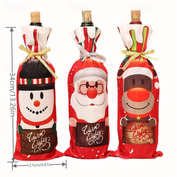 Christmas Wine Bottle Cover Drill Merry Xmas Drawstring Bag New Year Table Decoration 2025 - US $5.49