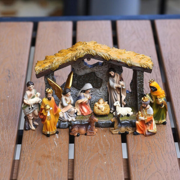 Colorful Resin Nativity Set with Creche - Christmas Nativity Scene for Indoor Holiday Decor - Family-Friendly Christmas Decorations Christmas Nativity