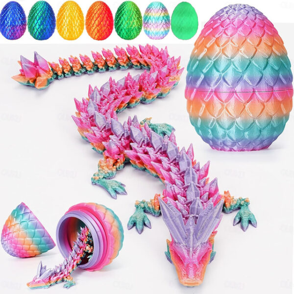 Easter 3D Printed Dragon Egg, Mystery Crystal Dragon Egg Fidget Toys Surprise, Easter Eggs Articulated Crystal Dragon Eggs with Dragon Inside 2025 - U