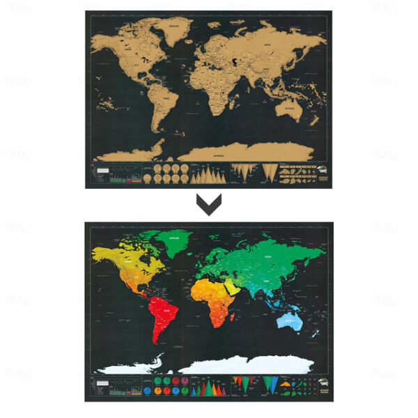 Map World Edition Large Black Gold Style Scratchable Travel Map Hanging Picture Luxury World Map Designed for Travelers 2025 - US $8.99