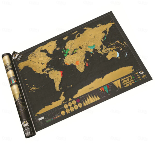 Map World Edition Large Black Gold Style Scratchable Travel Map Hanging Picture Luxury World Map Designed for Travelers 2025 - US $8.99