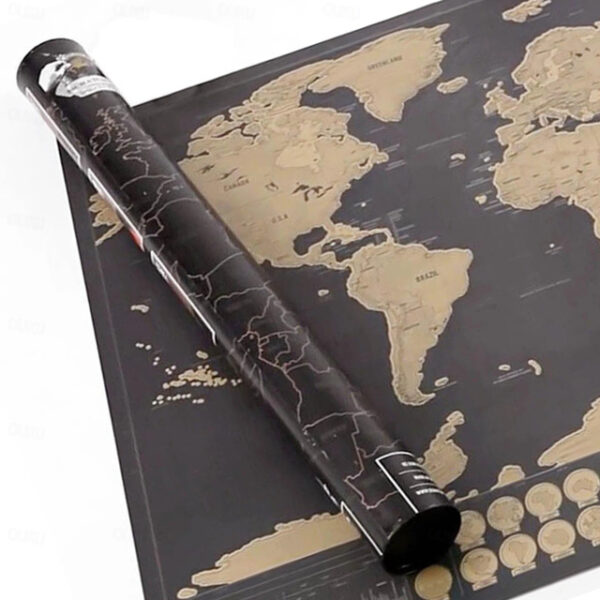 Map World Edition Large Black Gold Style Scratchable Travel Map Hanging Picture Luxury World Map Designed for Travelers 2025 - US $8.99