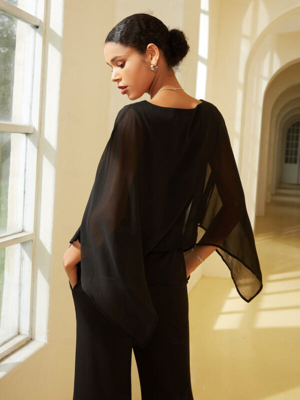 Modal Chiffon Crewneck Cape Sleeveless Top 2024 - US $36.99