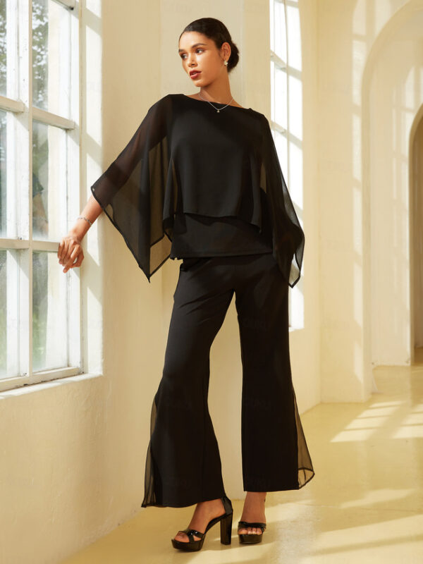 Modal Chiffon Crewneck Cape Sleeveless Top 2024 - US $36.99