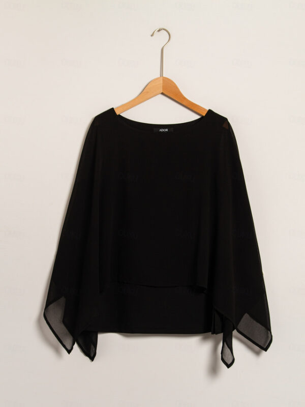 Modal Chiffon Crewneck Cape Sleeveless Top 2024 - US $36.99