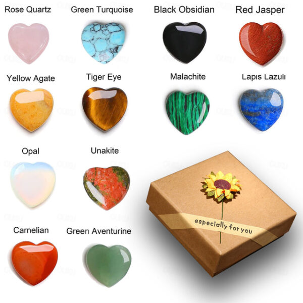 Mother's Day Crystal Stone Gift Box Featuring Rose Quartz, Purple Amethyst, Polished Love Stone, and Palm Natural Gemstones for a Timeless Expression