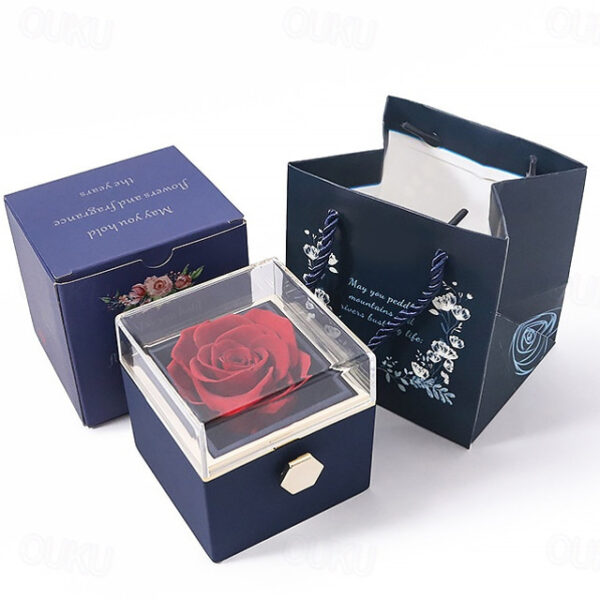 Real Eternal Rose Rotating Gift Box Set Romantic Eternal Flower | Birthday, Mothers Day, Gifts for Women, Valentine's Day Gift 2025 - US $20.99