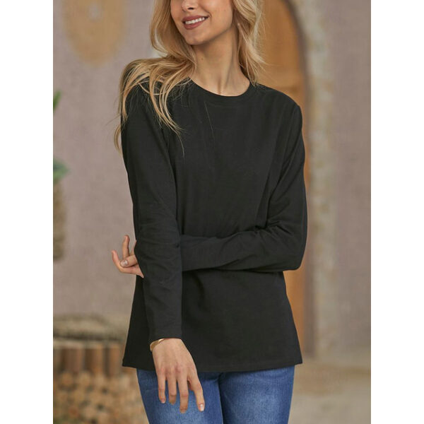 Women‘s Blouse Basic Plain Basic Round Neck Regular Fall Green Black Blue Dark Pink Khaki 2024 - US $25.99