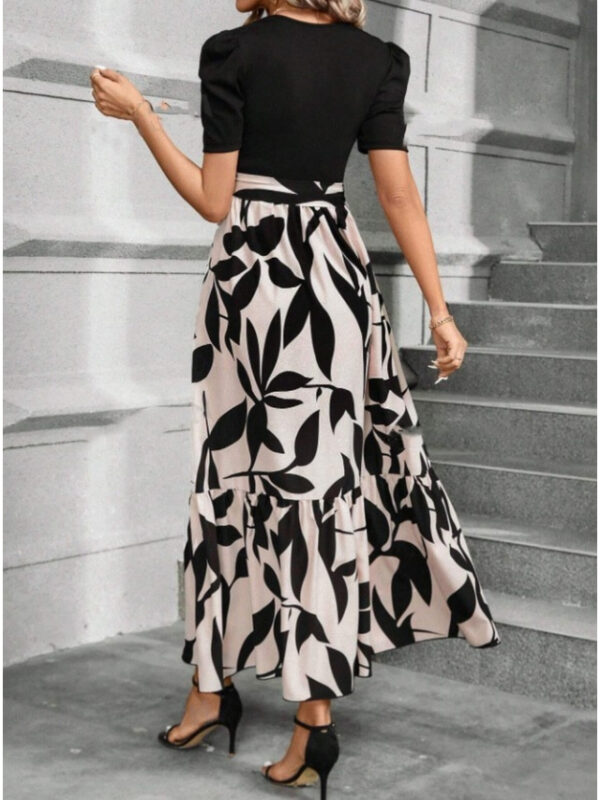 Women's A Line Dress Elegant Stylish Color Block Maxi Dress Short Sleeve Crew Neck Tie Front Regular Fit Work Daily Black Summer 2025 - US $31.99