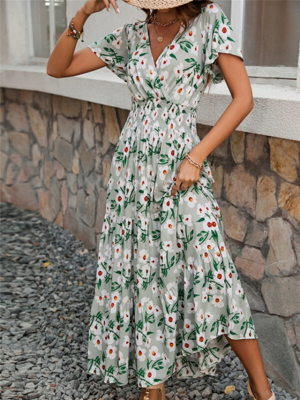 Women's Casual Dress Floral Print V Neck Long Dress Maxi Dress Vacation Short Sleeve Summer 2025 - US $33.99