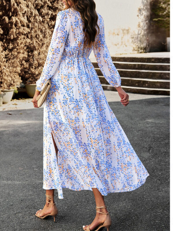 Women's Casual Dress Swing Dress A Line Dress Casual Floral Maxi Dress Long Sleeve V Neck Print Regular Fit Daily Black White Blue Summer Spring Fall