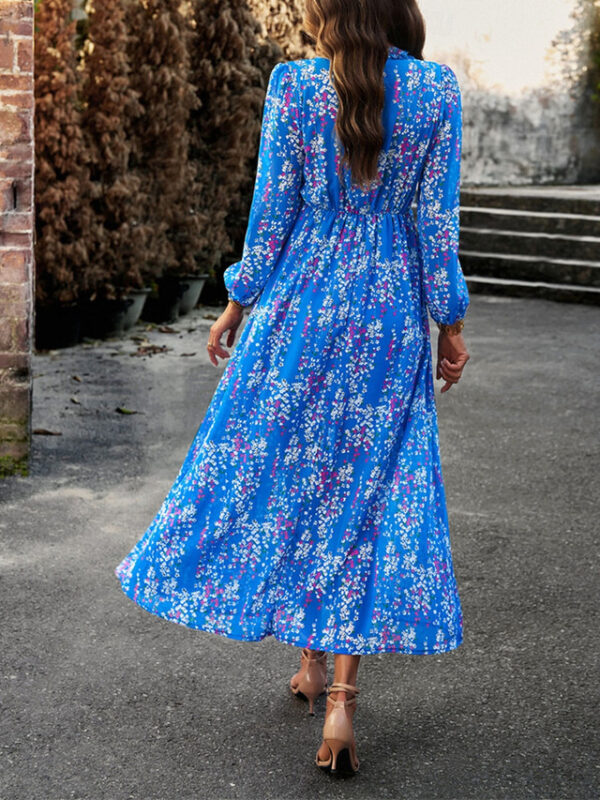 Women's Casual Dress Swing Dress A Line Dress Casual Floral Maxi Dress Long Sleeve V Neck Print Regular Fit Daily Black White Blue Summer Spring Fall