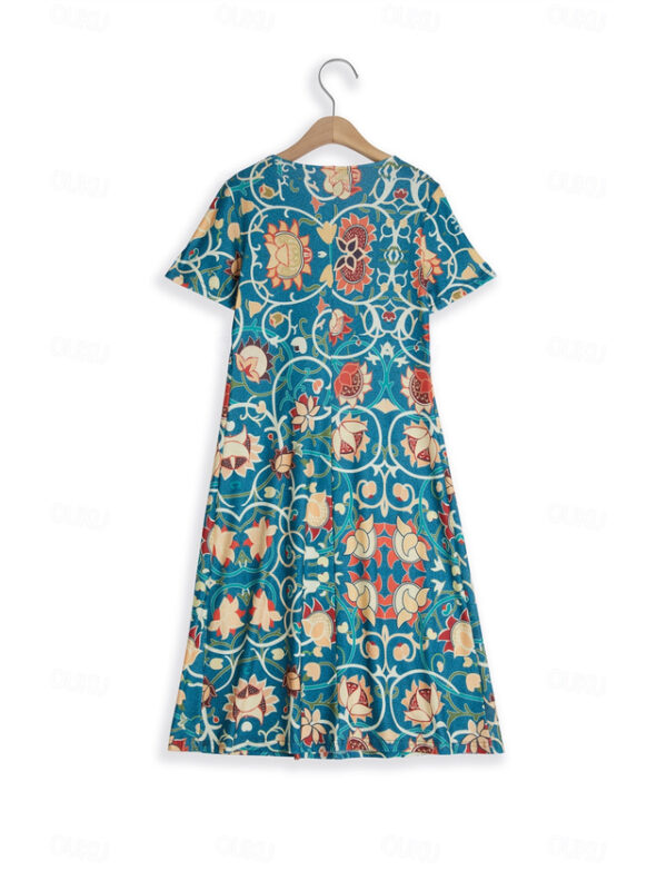 Women's Casual Dress T Shirt Dress Tee Dress Floral Print Crew Neck Midi Dress Date Vacation Short Sleeve Summer 2025 - US $27.99