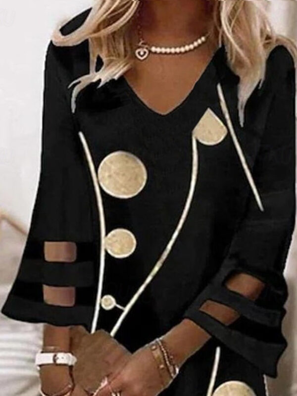 Women's Casual Dress T Shirt Dress Tee Dress Sheath Dress Print Cut Out V Neck Mini Dress 3/4 Length Sleeve Summer Spring 2025 - US $34.99