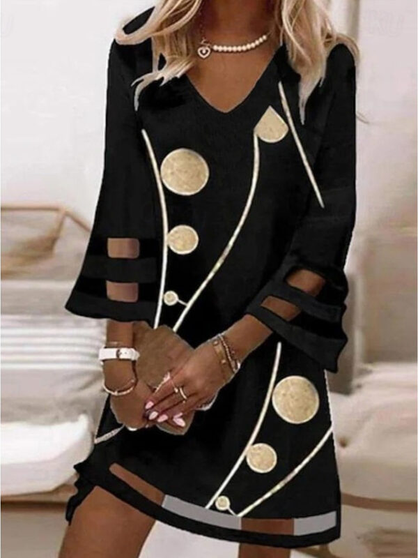 Women's Casual Dress T Shirt Dress Tee Dress Sheath Dress Print Cut Out V Neck Mini Dress 3/4 Length Sleeve Summer Spring 2025 - US $34.99