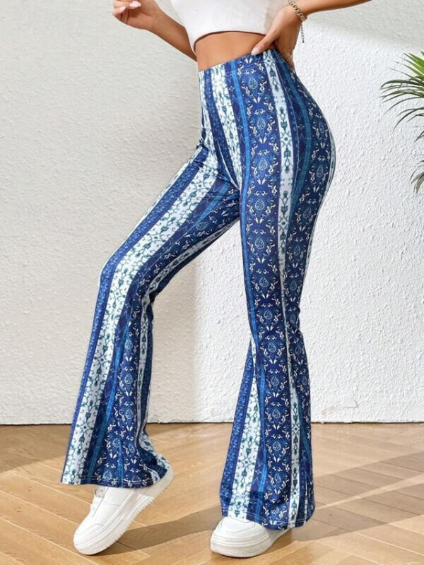 Women's Flared Pants Pants Trousers Casual Daily Long Graphic Wide Leg Print Breathability Comfortable Micro-elastic Athleisure Weekend Red Blue Orang