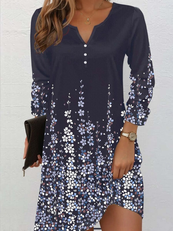 Women's Floral Graphic Print V Neck Midi Dress Long Sleeve Spring Fall 2025 - US $27.99