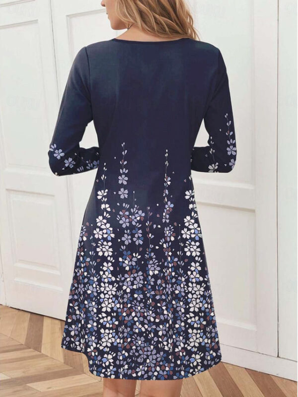 Women's Floral Graphic Print V Neck Midi Dress Long Sleeve Spring Fall 2025 - US $27.99