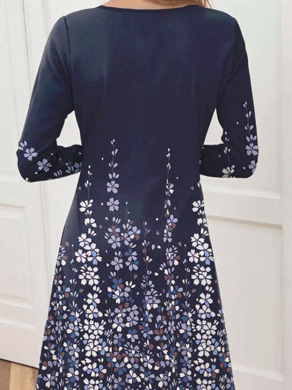 Women's Floral Graphic Print V Neck Midi Dress Long Sleeve Spring Fall 2025 - US $27.99