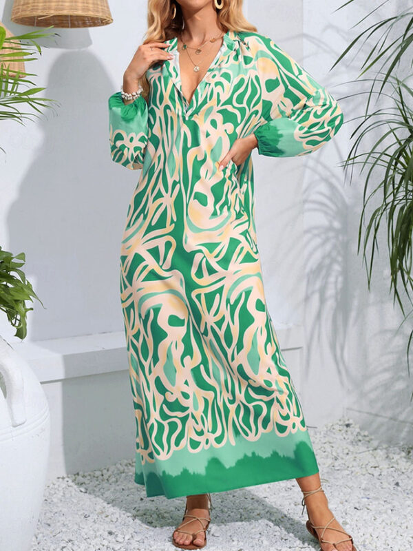 Women's Floral V Neck Maxi Dress Long Sleeve Summer Spring 2025 - US $35.99