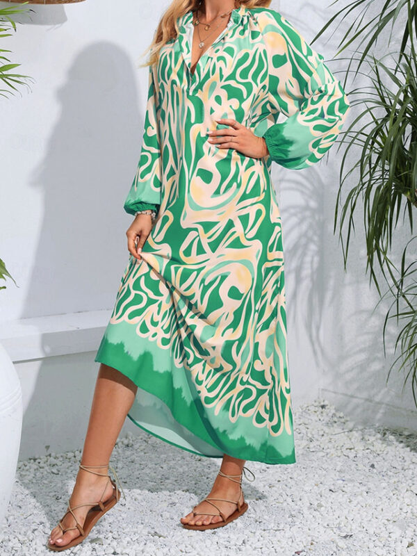 Women's Floral V Neck Maxi Dress Long Sleeve Summer Spring 2025 - US $35.99