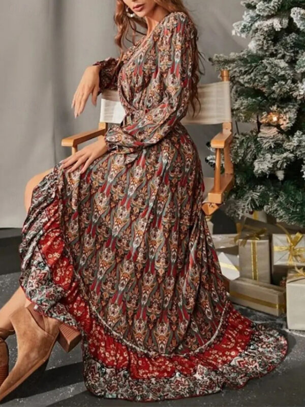 Women's Floral V Neck Maxi Dress Long Sleeve Summer Spring 2025 - US $35.99