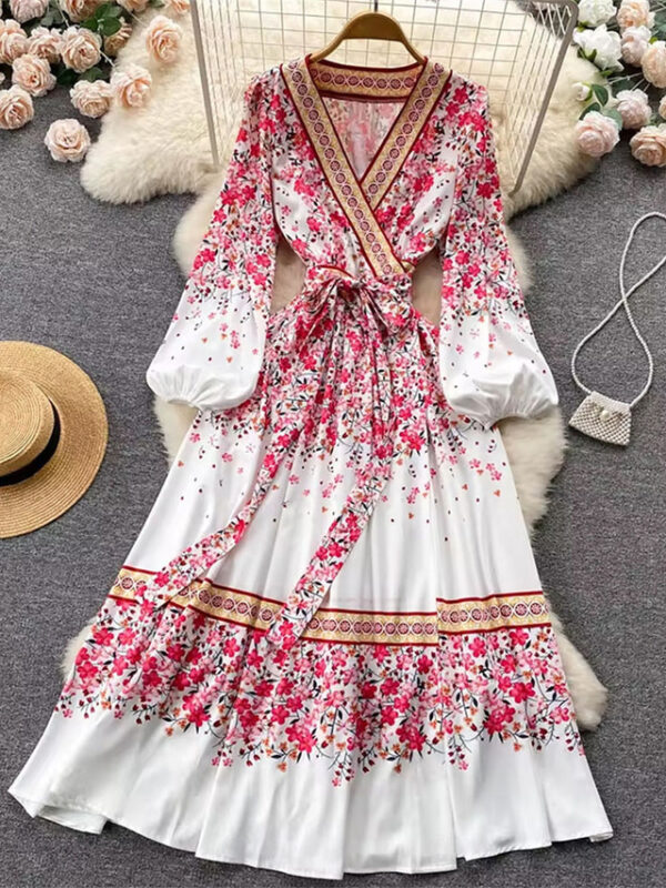 Women's Floral V Neck Maxi Dress Long Sleeve Summer Spring 2025 - US $37.99