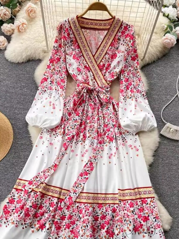 Women's Floral V Neck Maxi Dress Long Sleeve Summer Spring 2025 - US $37.99