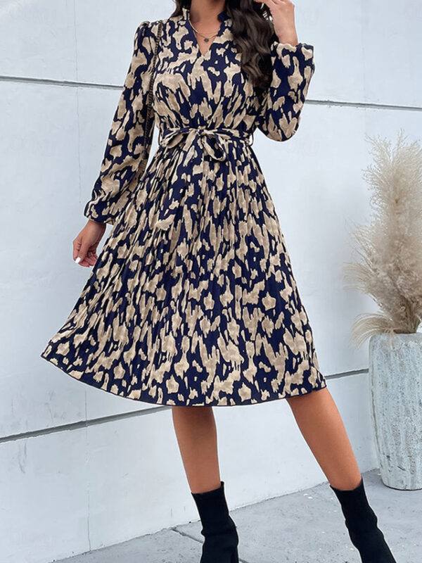 Women's Floral V Neck Midi Dress Long Sleeve Spring Fall 2025 - US $36.99