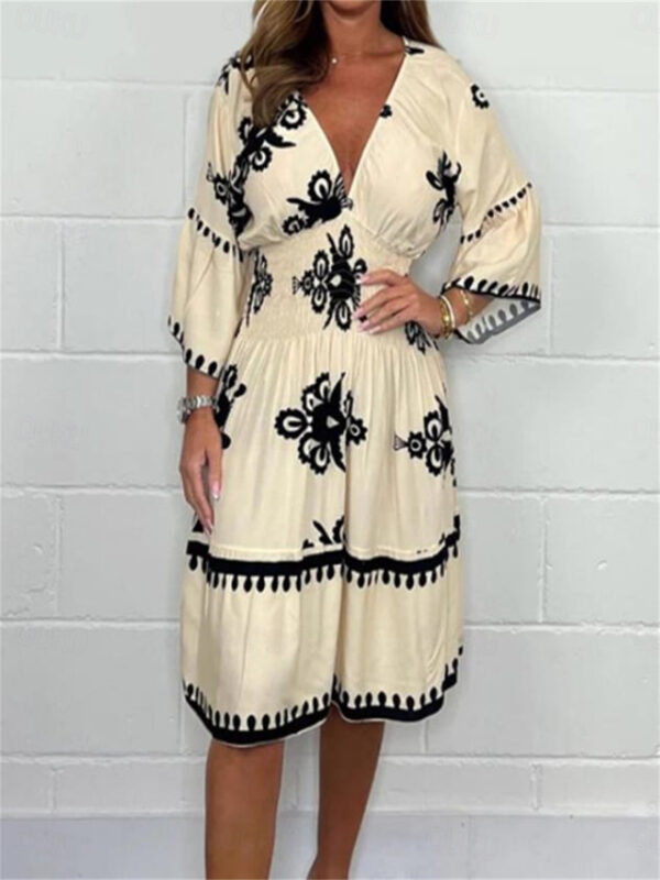 Women's Graphic Print V Neck Dolman Sleeve Mini Dress Vintage Ethnic Daily Date Half Sleeve Summer Fall 2025 - US $37.99