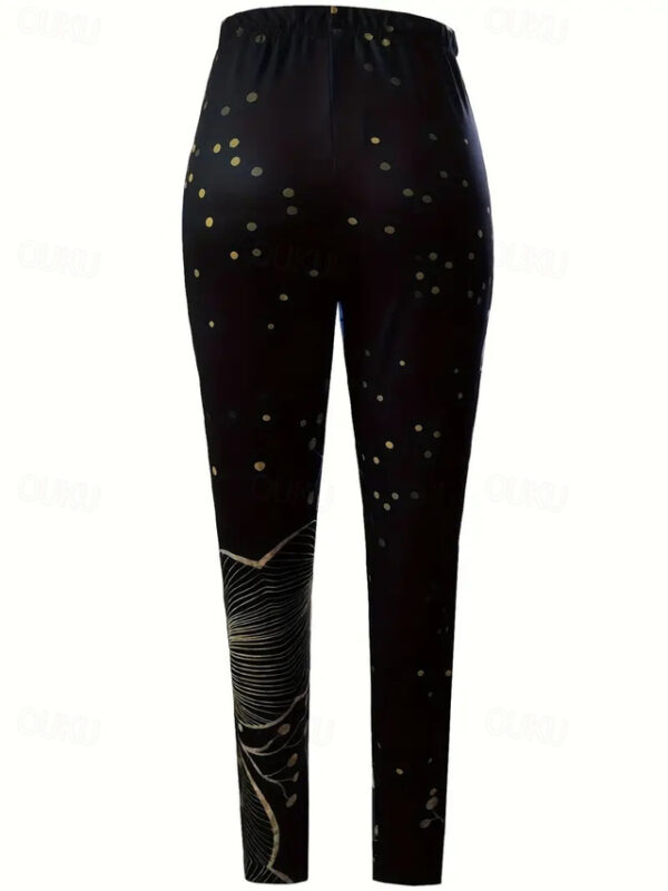 Women's Leggings Fashion Soft Full Length Natural Plants Print Thermal Warm Comfortable Micro-elastic Vacation Daily Light Yellow Earth Yellow Black 1