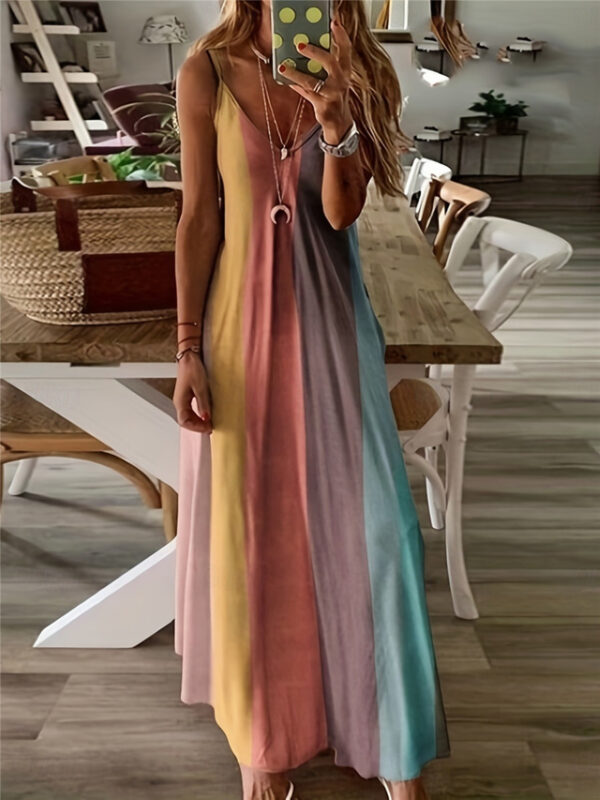 Women's Maxi Dress Sleeveless Gradient Pastel Rainbow Scoop Neck Flowy Bohemian Style Casual Summer Beachwear Regular to Plus Size 2025 - US $26.99