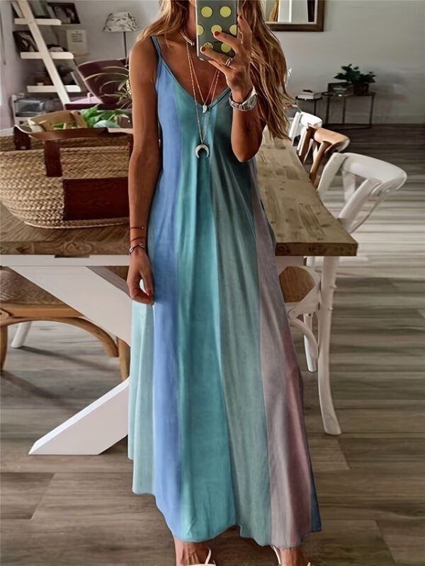 Women's Maxi Dress Sleeveless Gradient Pastel Rainbow Scoop Neck Flowy Bohemian Style Casual Summer Beachwear Regular to Plus Size 2025 - US $26.99