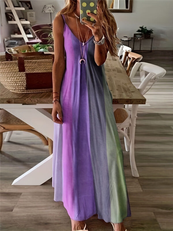 Women's Maxi Dress Sleeveless Gradient Pastel Rainbow Scoop Neck Flowy Bohemian Style Casual Summer Beachwear Regular to Plus Size 2025 - US $26.99