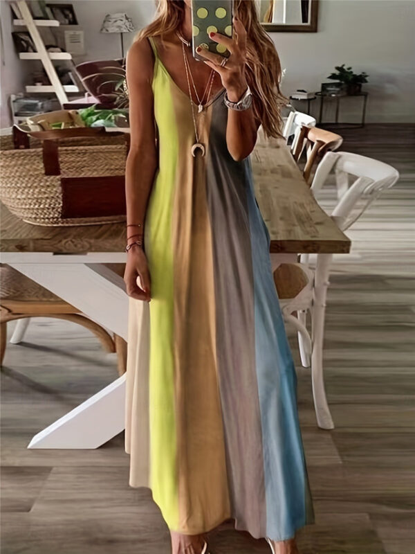 Women's Maxi Dress Sleeveless Gradient Pastel Rainbow Scoop Neck Flowy Bohemian Style Casual Summer Beachwear Regular to Plus Size 2025 - US $26.99