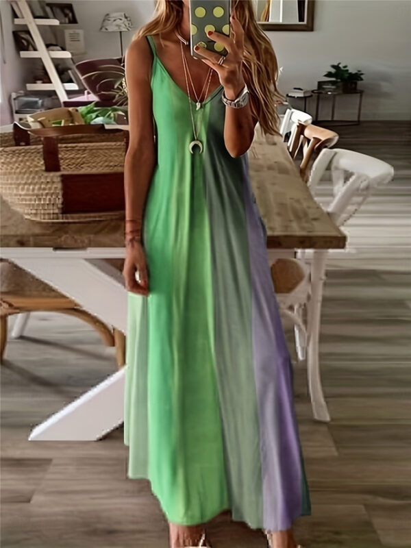 Women's Maxi Dress Sleeveless Gradient Pastel Rainbow Scoop Neck Flowy Bohemian Style Casual Summer Beachwear Regular to Plus Size 2025 - US $26.99