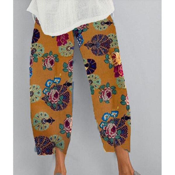 Women's Normal Chinos Slacks Pants Trousers Hawaiian Ethnic Style Ankle-Length Mid Waist Graphic Prints Flower / Floral Elastic Waist Sporty Baggy Com