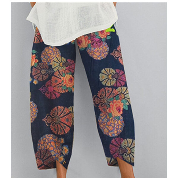 Women's Normal Chinos Slacks Pants Trousers Hawaiian Ethnic Style Ankle-Length Mid Waist Graphic Prints Flower / Floral Elastic Waist Sporty Baggy Com