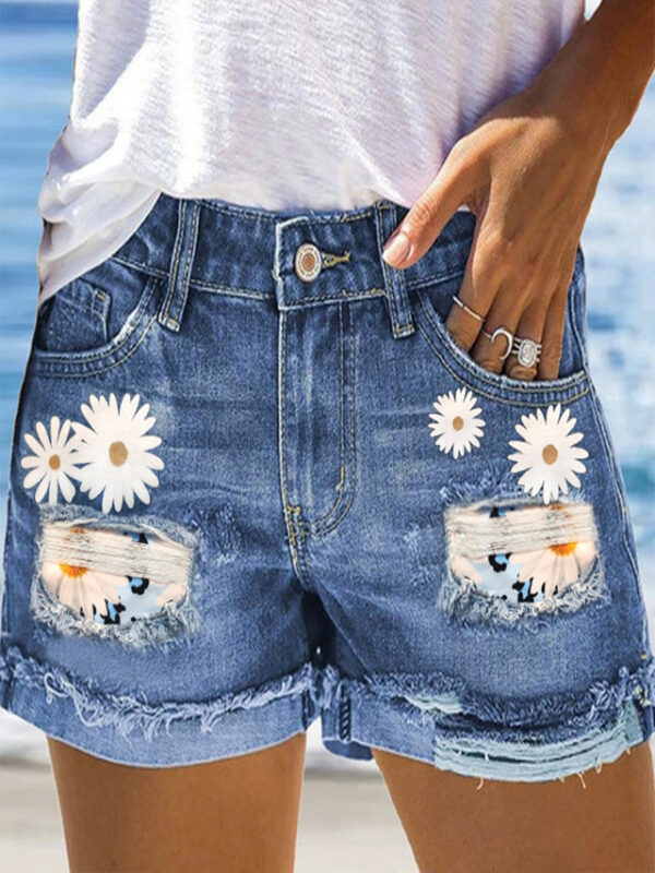 Women's Normal Jeans Streetwear Casual Daily Short Medium Waist Graphic Zipper Pocket Quick Dry Breathability Micro-elastic Outdoor Office / Career Wh