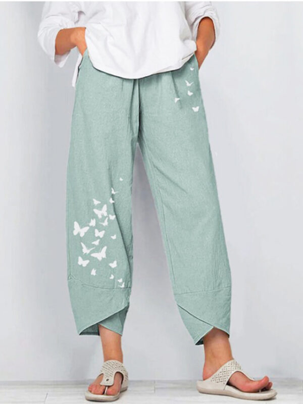 Women's Normal Linen Pants Pants Trousers Capri shorts Chino Ankle-Length High Waist Butterfly Baggy Print Breathable Soft Outdoor Inelastic Casual Go