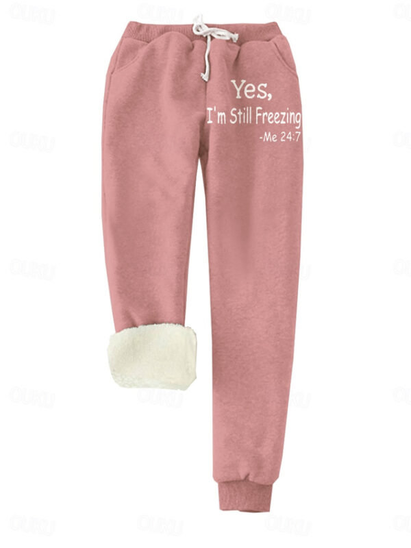 Women's Normal Sweatpants Joggers Sweatpants Savannah Joggers Full Length High Rise Letter Pocket Print Warm Soft Micro-elastic Daily Wear Transparent