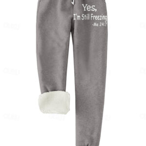 Women's Normal Sweatpants Joggers Sweatpants Savannah Joggers Full Length High Rise Letter Pocket Print Warm Soft Micro-elastic Daily Wear Transparent