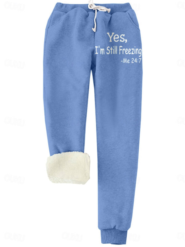 Women's Normal Sweatpants Joggers Sweatpants Savannah Joggers Full Length High Rise Letter Pocket Print Warm Soft Micro-elastic Daily Wear Transparent